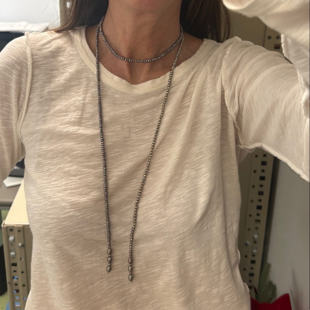 Silver Beaded Lasso/Lariat Necklace
Open ended